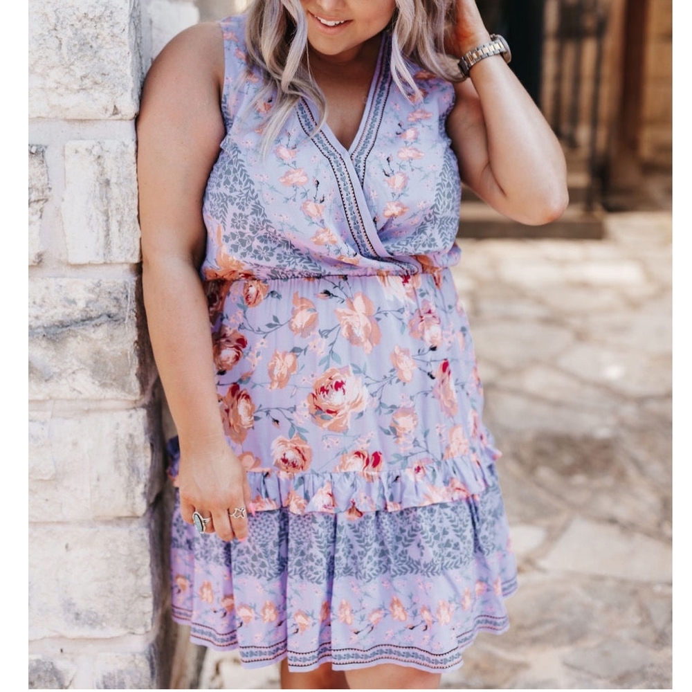 HEYSON Plus Size Boho Chic Lavender Short Dress - Picture 9 of 11